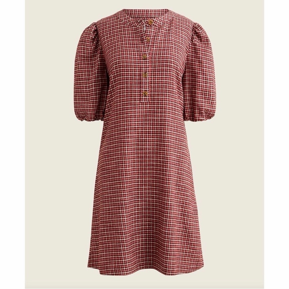 J. Crew Popover Dress in Brushed Flannel - Picture 2 of 3